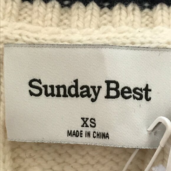 Sunday Best Winston Sweater Vest Women XS White Cable Knit Wool Nylon V Neck - Picture 3 of 11